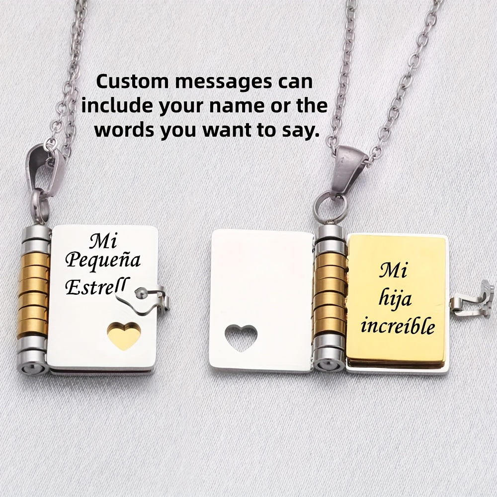 Personalized Golden Mini Book Pendant Necklace — Custom Gift